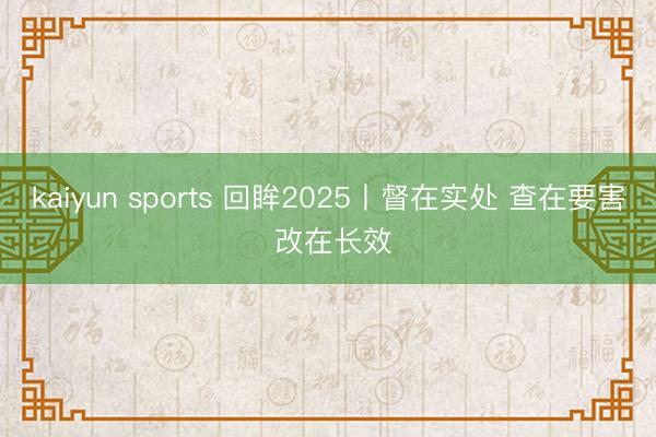 kaiyun sports 回眸2025丨督在实处 查在要害 改在长效