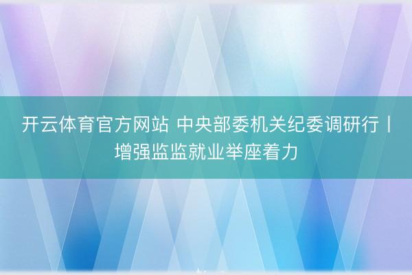 开云体育官方网站 中央部委机关纪委调研行丨增强监监就业举座着力