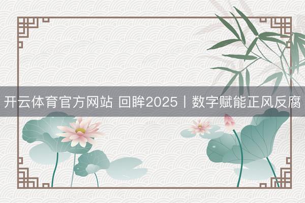 开云体育官方网站 回眸2025丨数字赋能正风反腐