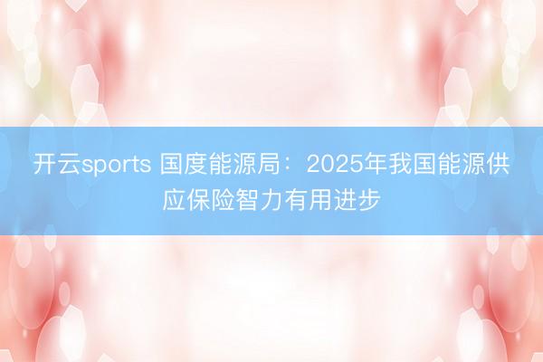 开云sports 国度能源局:2025年我国能源供应保险智力有用进步