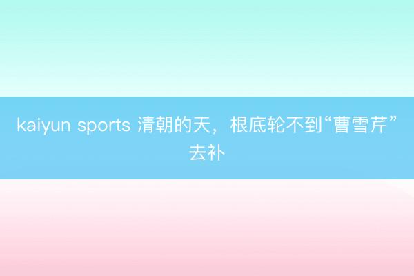 kaiyun sports 清朝的天,根底轮不到“曹雪芹”去补