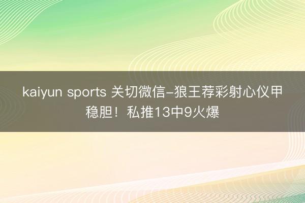 kaiyun sports 关切微信-狼王荐彩射心仪甲稳胆!私推13中9火爆