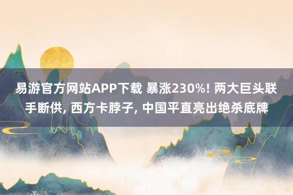 易游官方网站APP下载 暴涨230%! 两大巨头联手断供， 西方卡脖子， 中国平直亮出绝杀底牌