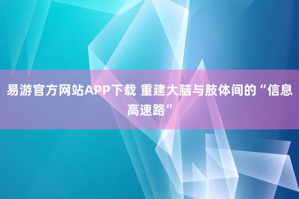 易游官方网站APP下载 重建大脑与肢体间的“信息高速路”