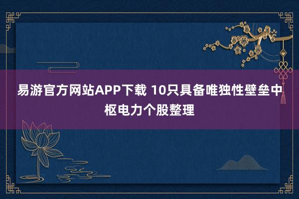 易游官方网站APP下载 10只具备唯独性壁垒中枢电力个股整理