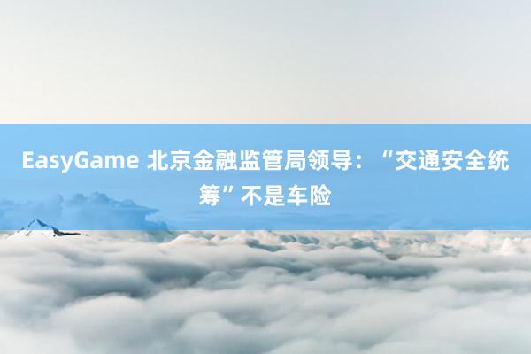 EasyGame 北京金融监管局领导：“交通安全统筹”不是车险