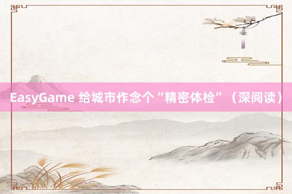 EasyGame 给城市作念个“精密体检”（深阅读）