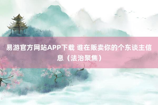 易游官方网站APP下载 谁在贩卖你的个东谈主信息（法治聚焦）