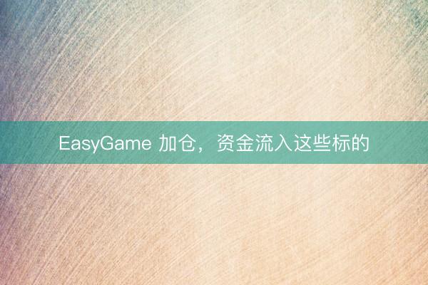 EasyGame 加仓，资金流入这些标的