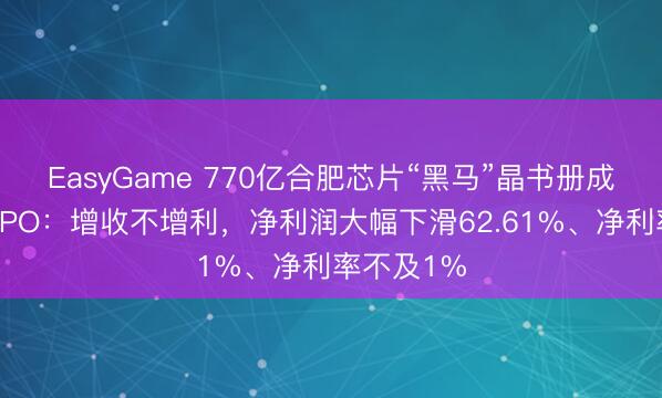 EasyGame 770亿合肥芯片“黑马”晶书册成冲刺港股IPO：增收不增利，净利润大幅下滑62.61%、净利率不及1%