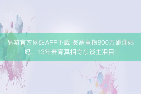 易游官方网站APP下载 窦靖童攒800万酬谢姑妈,13年养育真相令东谈主泪目!